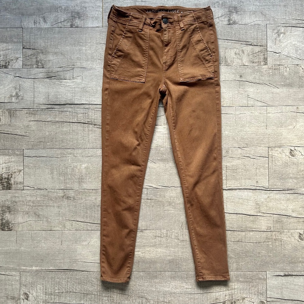 American Eagle Outfitters Brown Utility Cargo Hi-Rise Jegging Jeans Denim Y2K 8